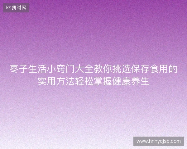 枣子生活小窍门大全教你挑选保存食用的实用方法轻松掌握健康养生